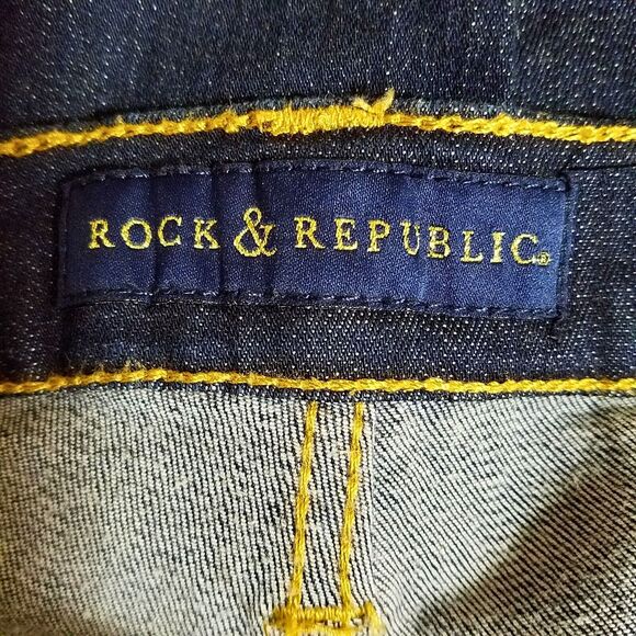 Rock & Republic Jeans Women's 14 Kasandra Bootcut Stretch Denim Dark Blue - Picture 4 of 6